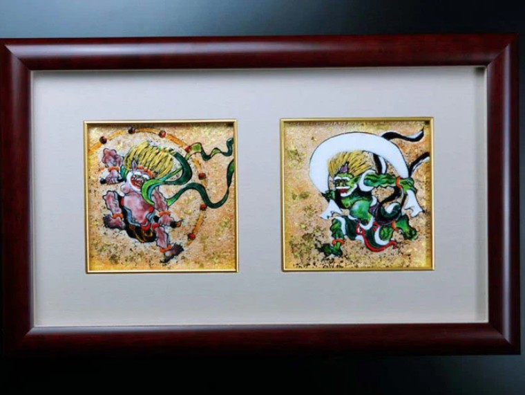 【京七宝】陶額 風神雷神